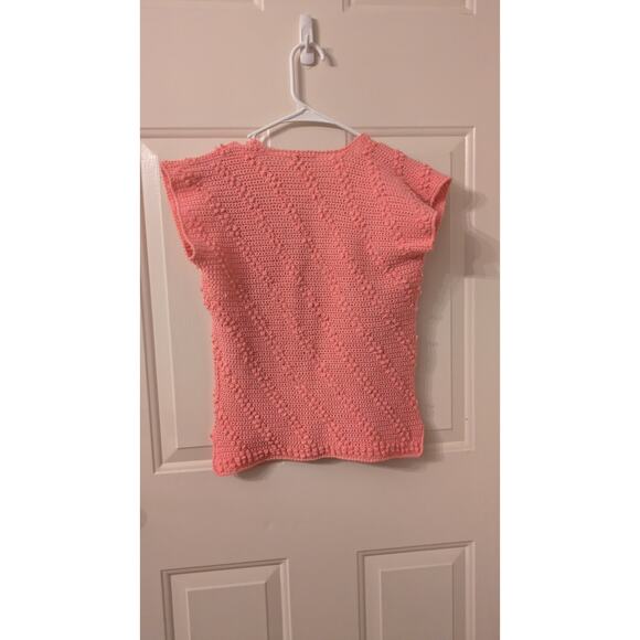Specially Handmade by Josette Vintage Coral Pink Knit Shirt Vintage, Cottagecore - Picture 2 of 6